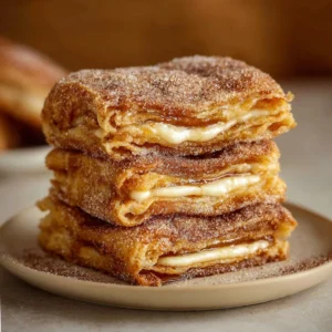 Delicious churro cheesecake topped with cinnamon and sugar