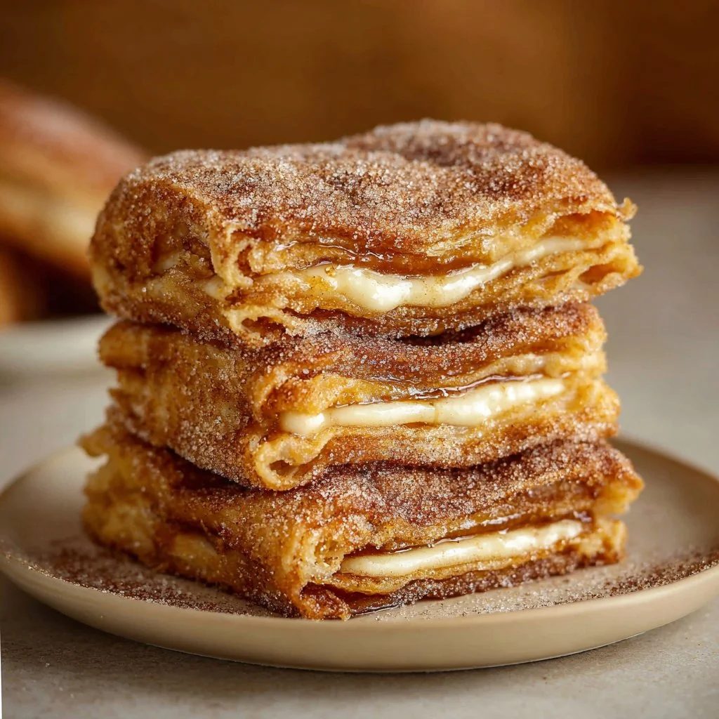 Delicious churro cheesecake topped with cinnamon and sugar