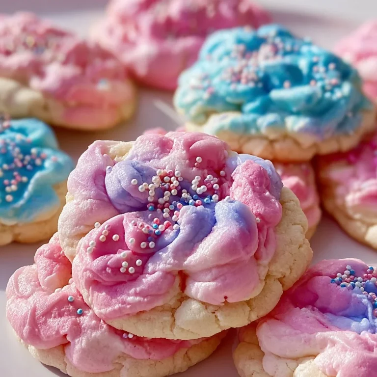 Delicious batch of cotton candy cookies with colorful sprinkles on a plate