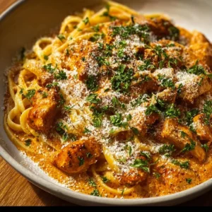 Delicious Cowboy Butter Chicken Pasta served on a plate with fresh herbs