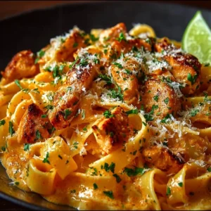 Creamy Cowboy Butter Chicken Pasta served in a bowl