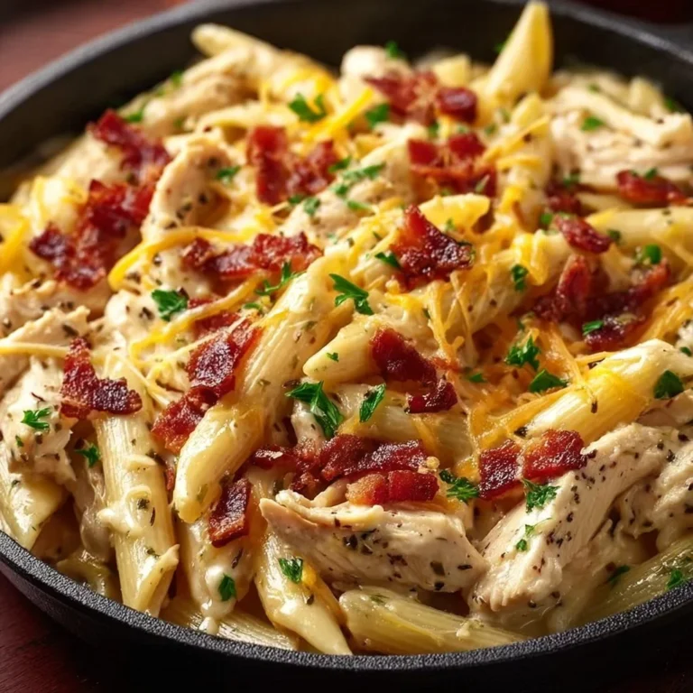 Delicious Crack Chicken Penne served in a bowl with fresh herbs