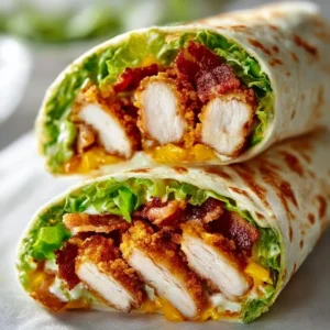 Crispy Chicken Bacon Wraps served on a plate with garnishes