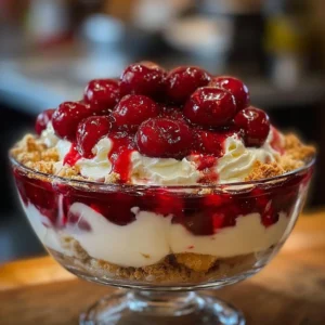 Delicious Cherry Cheesecake Fluff dessert in a bowl