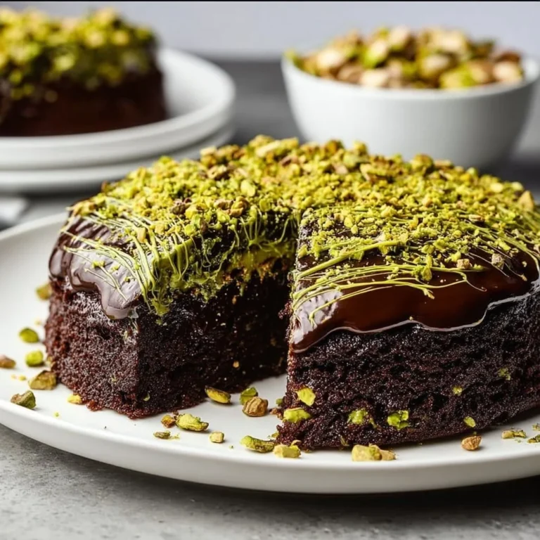 Delicious Dubai Chocolate Cake topped with rich chocolate ganache and sprinkles