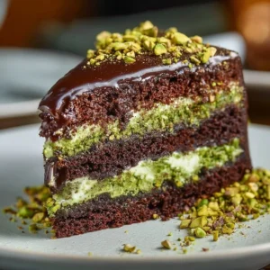 Delicious Dubai Chocolate Pistachio Cake with rich chocolate and crunchy pistachios