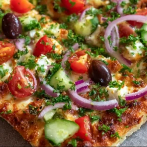 Delicious Chicken Tzatziki Casserole in a baking dish ready to serve.