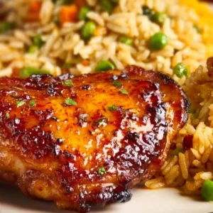 Juicy air fryer chicken thighs served with vegetables