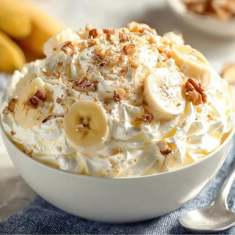 Delicious Easy Banana Pudding Fluff Salad in a bowl
