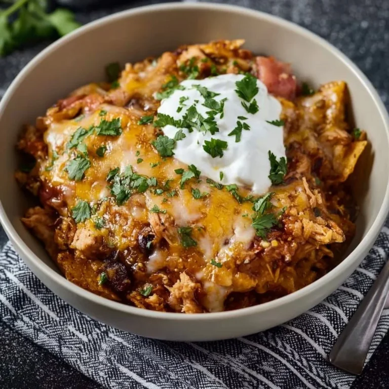 One pan ground chicken casserole topped with cheese and vegetables