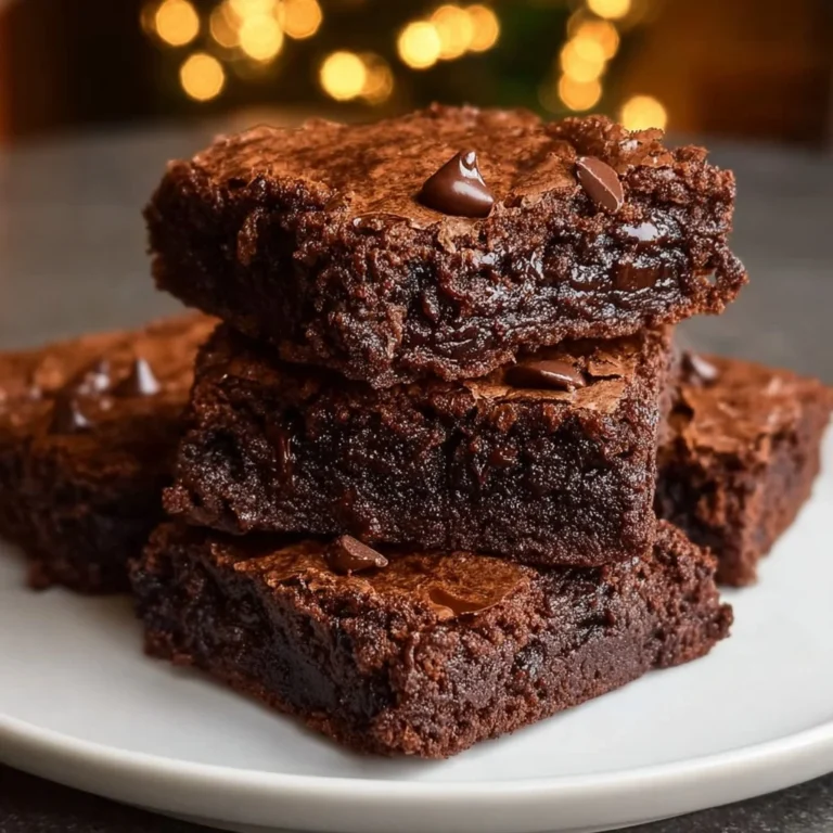 Fudgy Greek yogurt brownies topped with chocolate and nuts on a plate.