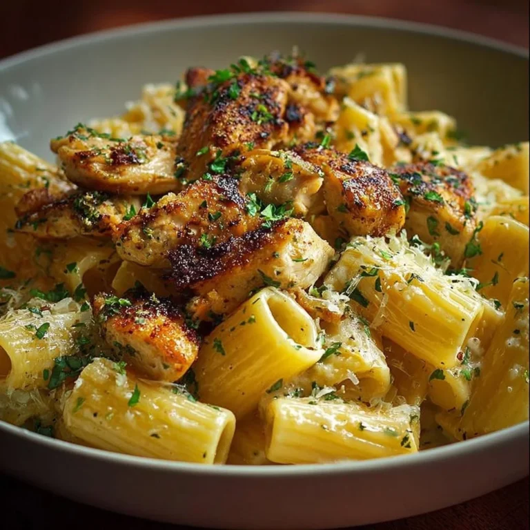 Garlic Butter Chicken served with Rigatoni and Parmesan cheese