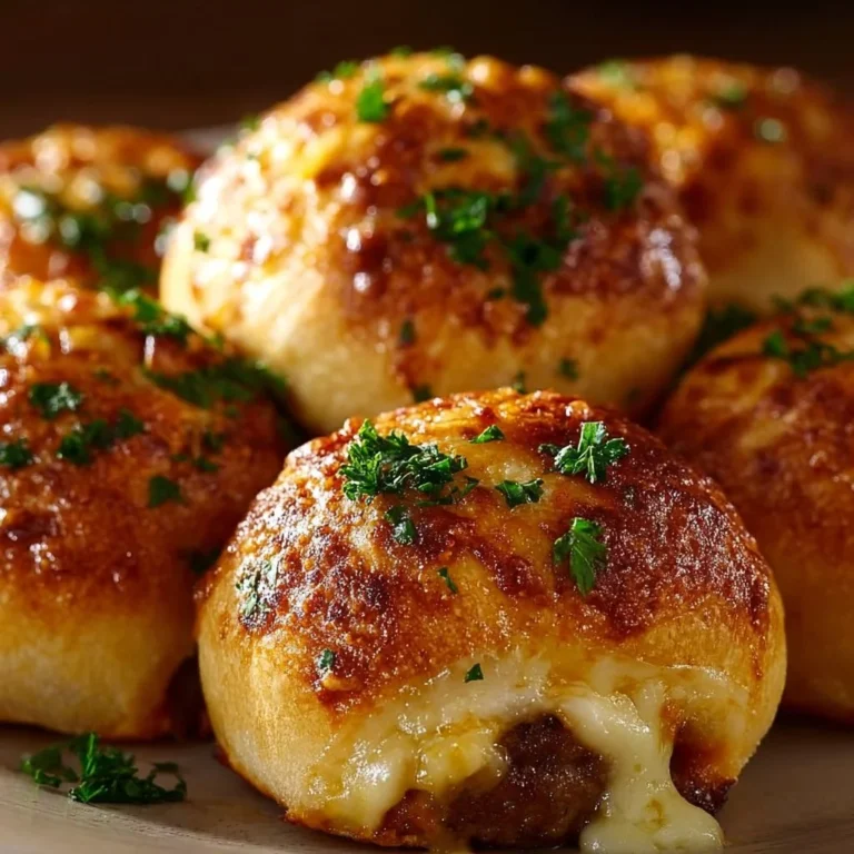 Garlic Parmesan Cheeseburger Bombs in a crispy shell