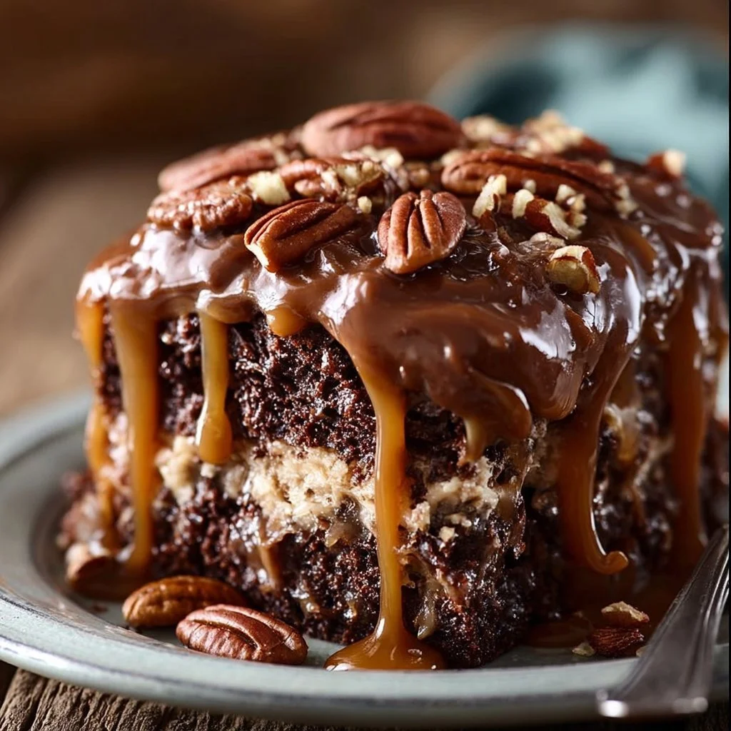 German Chocolate Poke Cake