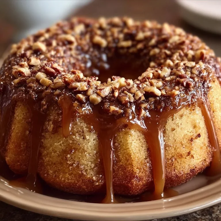 Moist German Chocolate Pound Cake topped with coconut and pecans