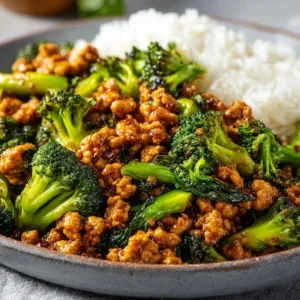 Delicious Ground Chicken & Broccoli Stir Fry served in a vibrant bowl