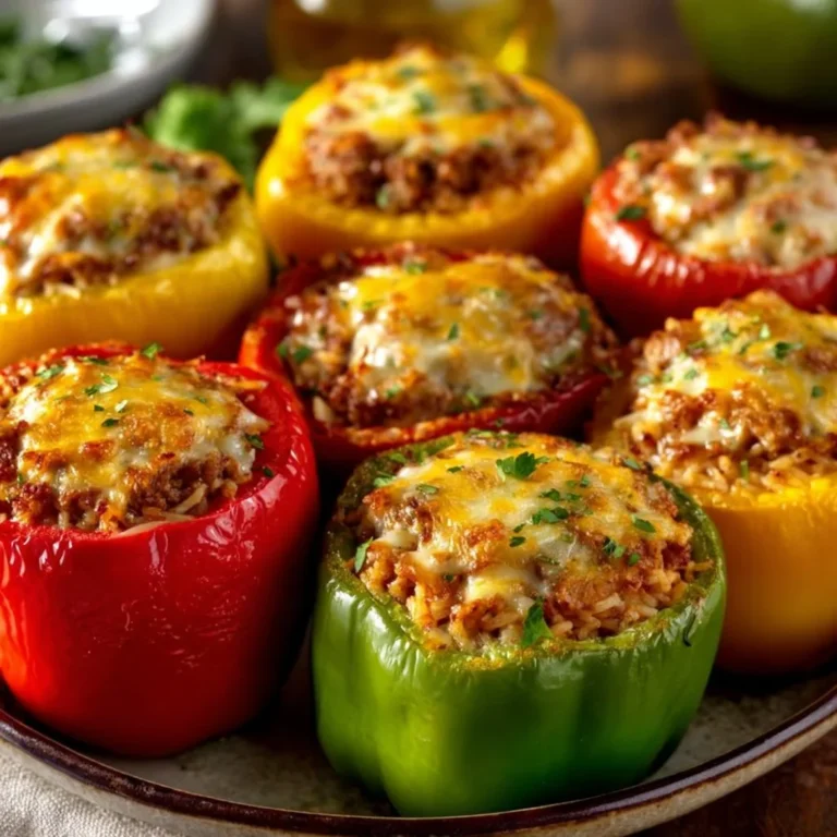 Healthy stuffed bell peppers filled with vegetables and lean protein.