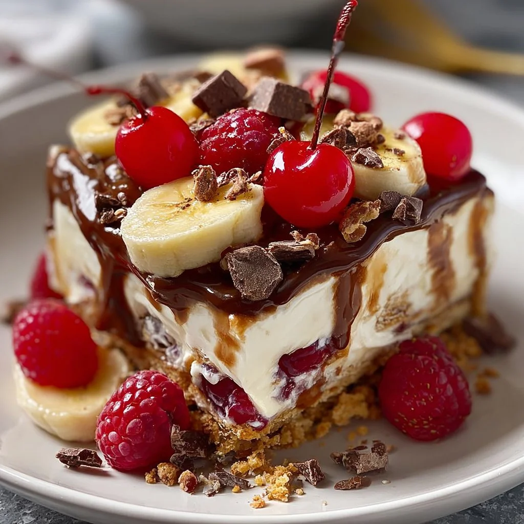 Heavenly No-Bake Banana Split Cheesecake