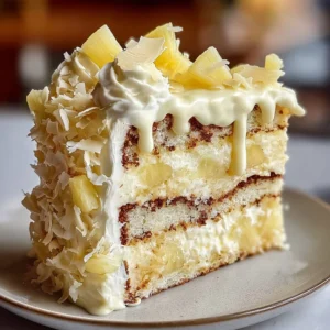 Heavenly White Chocolate Pineapple Cake topped with fresh pineapple slices
