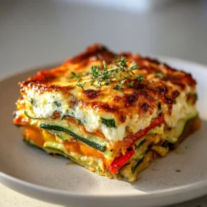 High Protein Veggie Lasagna with fresh vegetables and cheese