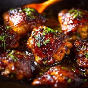 Honey Garlic Boneless Chicken Thighs recipe with tender meat in a sweet sauce