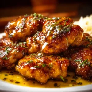 Honey Garlic Chicken Thighs garnished and served on a plate