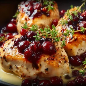 Cranberry brie stuffed chicken with a savory and creamy filling.
