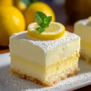Deliciously moist lemon custard cake with a bright yellow hue and creamy texture.