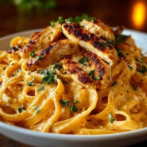 Delicious Cowboy Butter Chicken Linguine served in a bowl