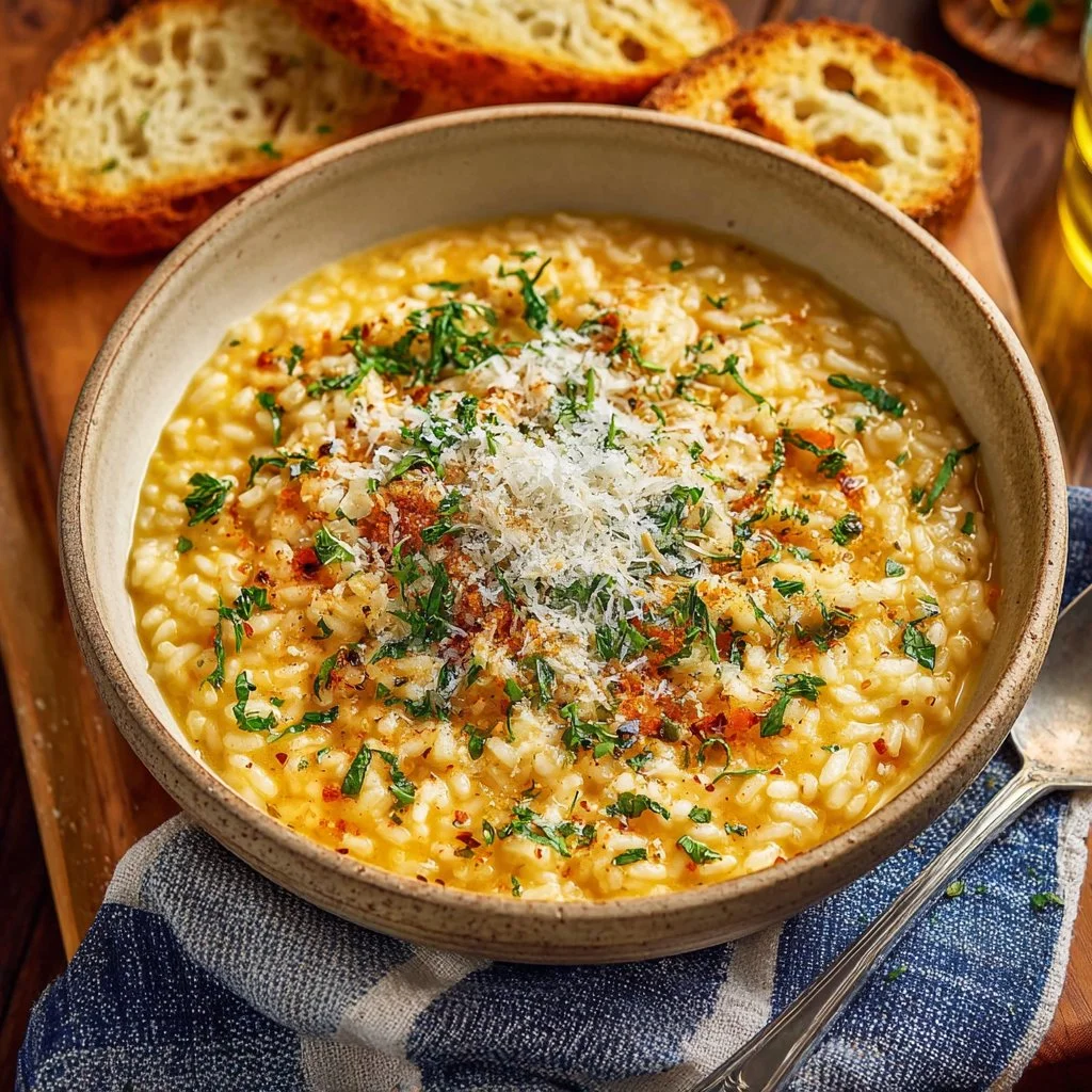 Bowl of Italian Penicillin Soup garnished with herbs and spices