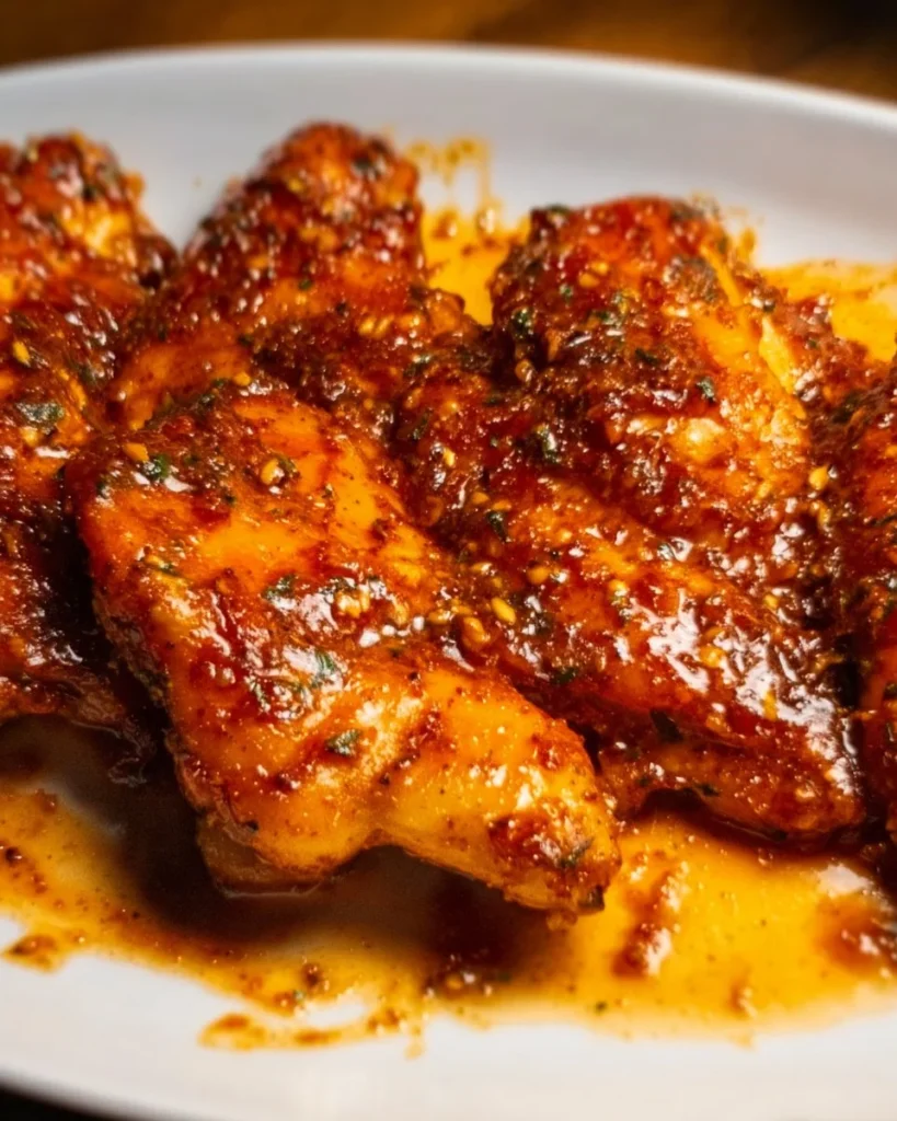 Juicy baked boneless chicken thighs served with herbs and spices.