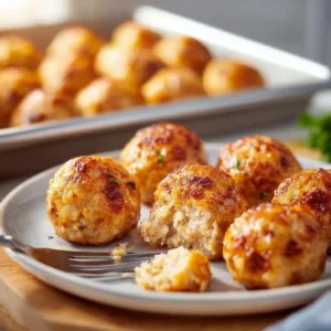 Juicy ground chicken kids recipe served with colorful vegetables.