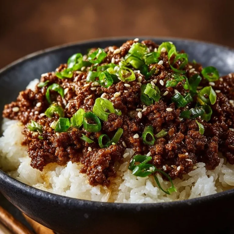 Korean Ground Beef Bowl topped with vegetables and sesame seeds