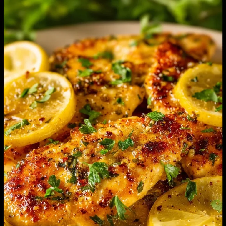 Delicious lemon chicken dish garnished with fresh herbs