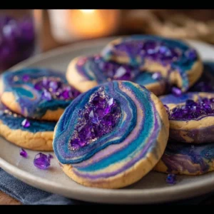 Delicious homemade magical spiral cookies with colorful swirls