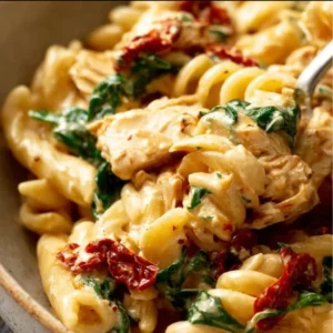 Creamy Marry Me Chicken Pasta served with fresh herbs and Parmesan cheese