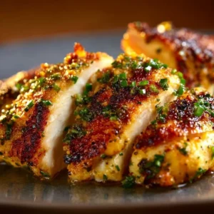 Melt in your mouth chicken breast garnished with herbs on a plate