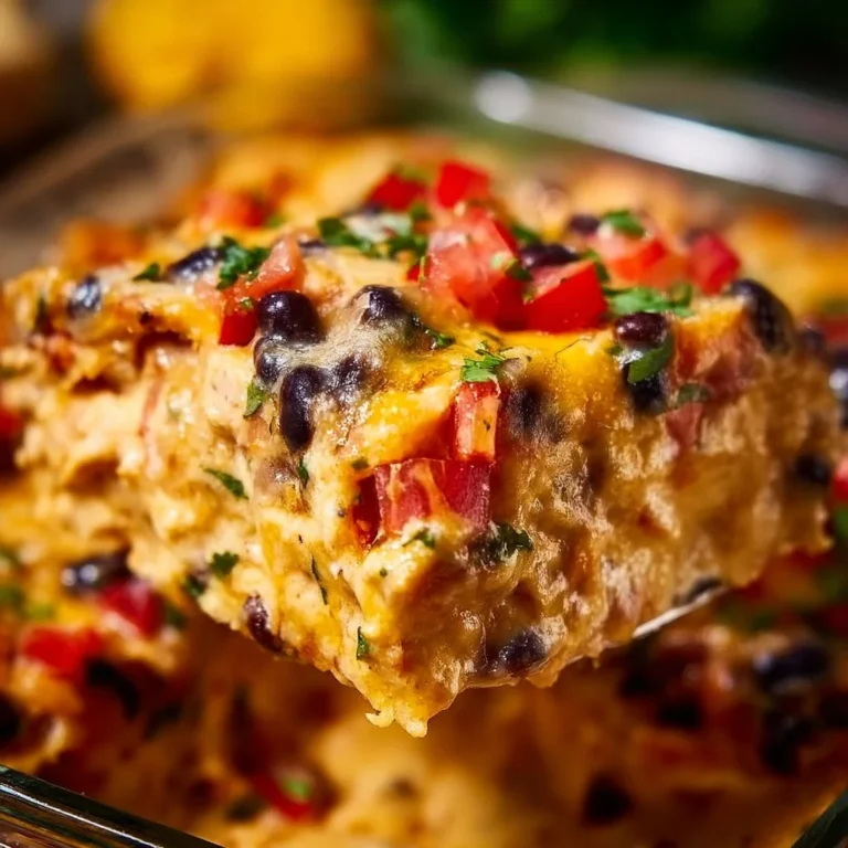 Delicious Mexican Chicken Casserole topped with cheese and spices