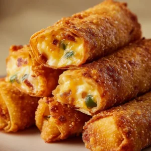 Mini Jalapeño Popper Egg Rolls served on a platter, perfect appetizer idea.