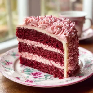 Deliciously decorated Pink Velvet Cake for Mother's Day celebration