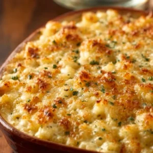 Delicious old school chicken and rice casserole served in a baking dish
