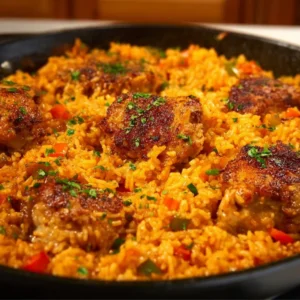One Pot Cajun Chicken Rice dish served in a bowl with vibrant spices.