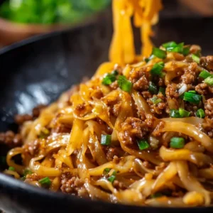 Delicious potsticker noodle bowl with vibrant ingredients and flavors