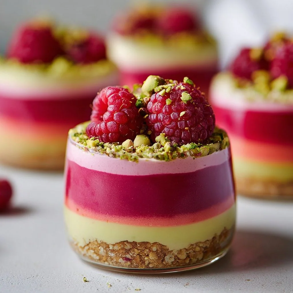 Raspberry Pistachio Mousse Cakes