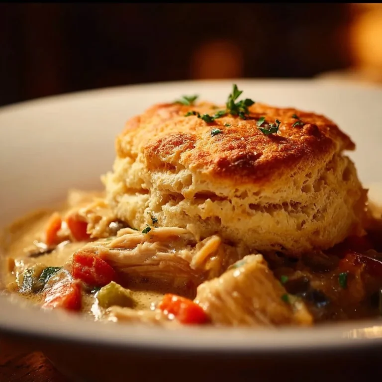 Delicious Red Lobster Biscuit Chicken Pot Pie with flaky biscuits and creamy filling