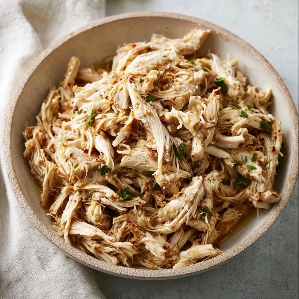 Delicious shredded chicken served in a bowl for a healthy meal option.