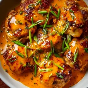 Skillet Bang Bang Chicken Thighs served with vibrant vegetables