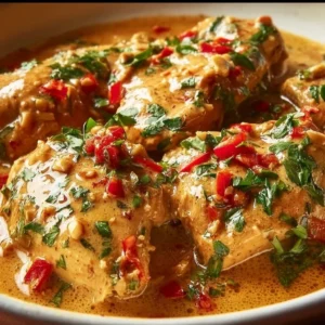 Slow Cooker Thai Peanut Chicken served with rice and vegetables