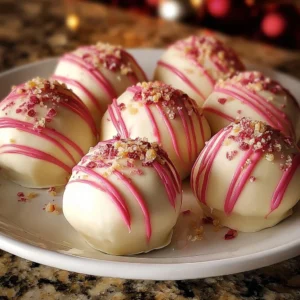 Delicious strawberry cheesecake truffle balls ready to be enjoyed.