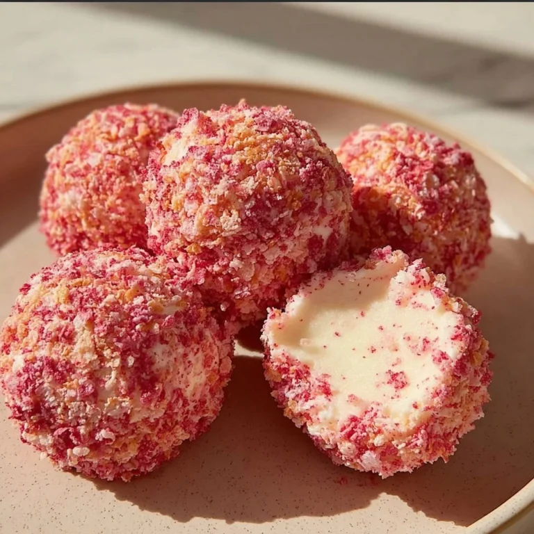 Delicious bowl of strawberry crunch ice cream with vibrant strawberry flavor and crunchy topping.